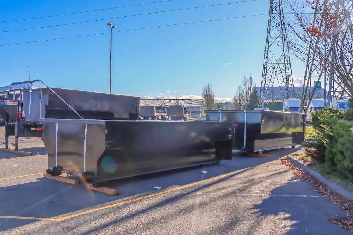 Roll-off dumpster ready for waste disposal at job site for 6 Yard Dumpster Rental in Texas